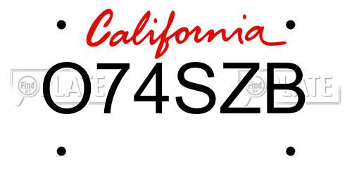 O74SZB California License Plate