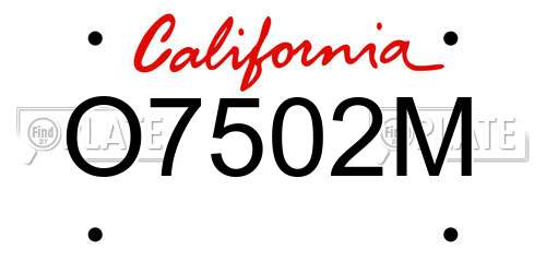 O7502M California License Plate