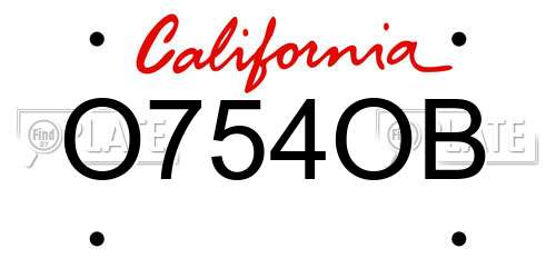 O754OB California License Plate