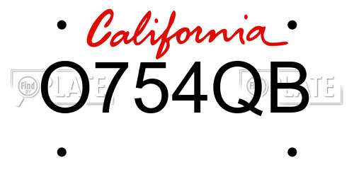 O754QB California License Plate