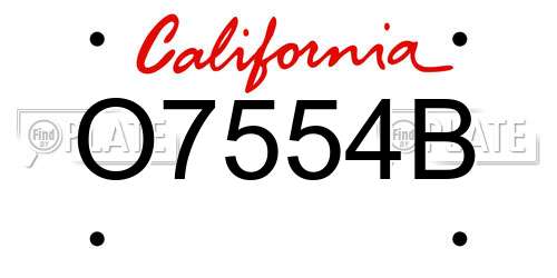 O7554B California License Plate