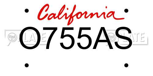 O755AS California License Plate
