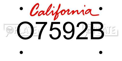 O7592B California License Plate