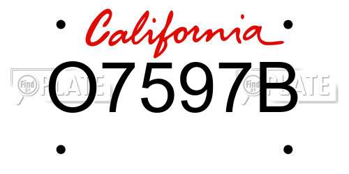 O7597B California License Plate