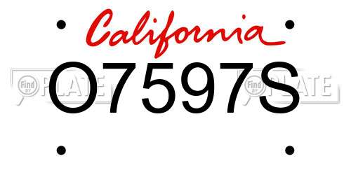 O7597S California License Plate