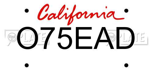O75EAD California License Plate