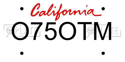 O75OTM California License Plate