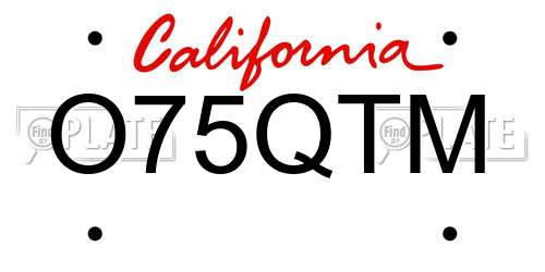 O75QTM California License Plate