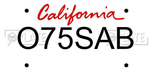 O75SAB California License Plate