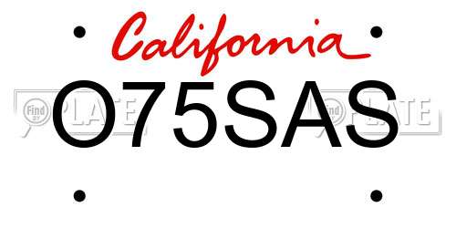 O75SAS California License Plate