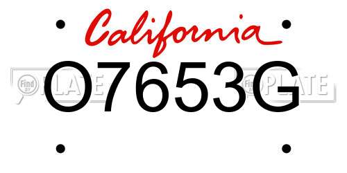 O7653G California License Plate