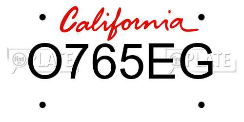 O765EG California License Plate