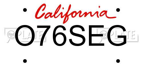 O76SEG California License Plate