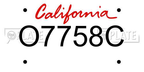 O7758C California License Plate