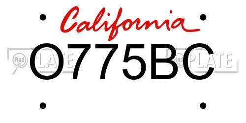 O775BC California License Plate