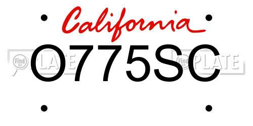 O775SC California License Plate