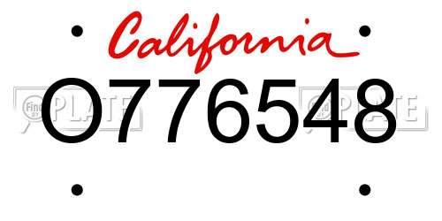 O776548 California License Plate