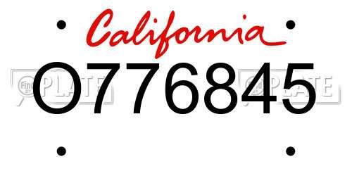 O776845 California License Plate