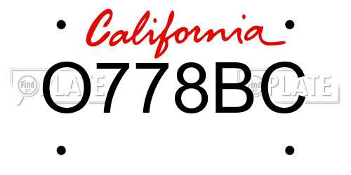 O778BC California License Plate