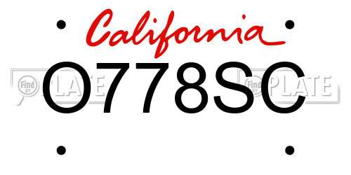 O778SC California License Plate