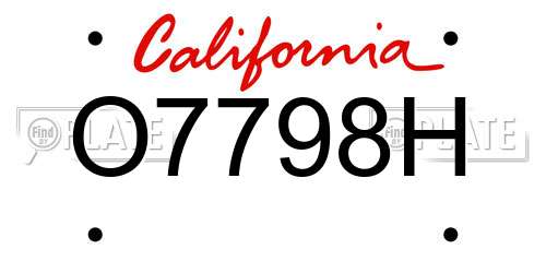 O7798H California License Plate