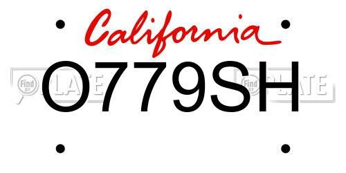 O779SH California License Plate