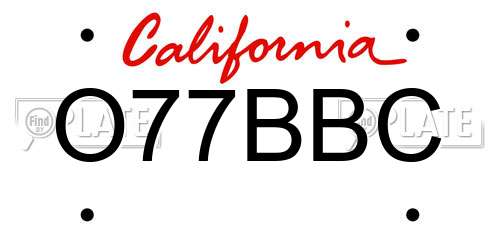 O77BBC California License Plate