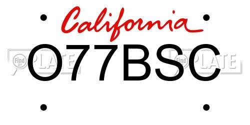 O77BSC California License Plate