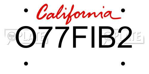 O77FIB2 California License Plate
