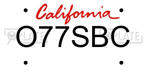 O77SBC California License Plate