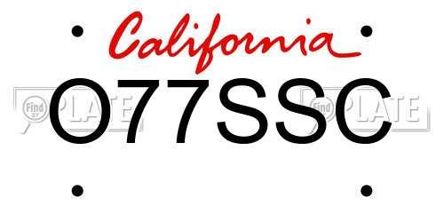 O77SSC California License Plate