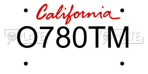 O780TM California License Plate