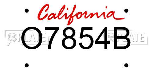 O7854B California License Plate