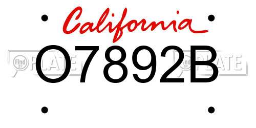 O7892B California License Plate