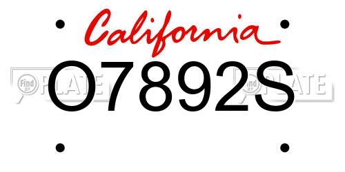 O7892S California License Plate
