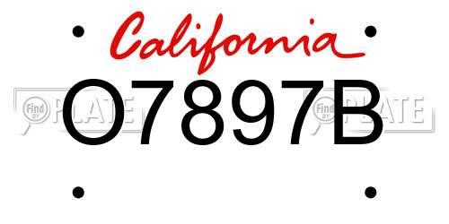 O7897B California License Plate