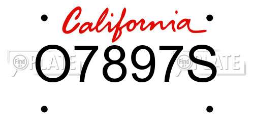 O7897S California License Plate