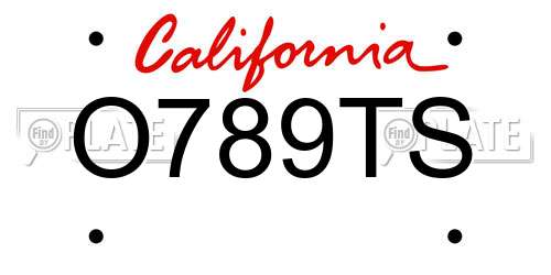 O789TS California License Plate