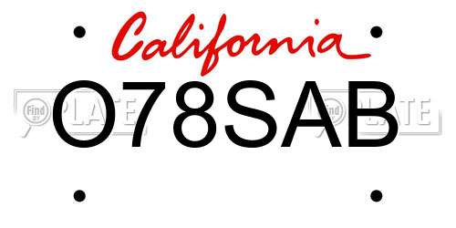 O78SAB California License Plate