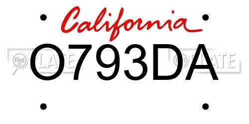 O793DA California License Plate
