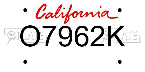 O7962K California License Plate