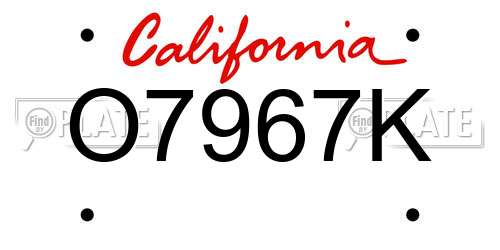 O7967K California License Plate