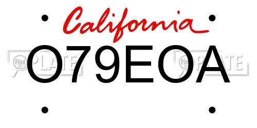 O79EOA California License Plate