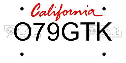 O79GTK California License Plate