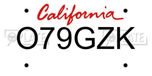 O79GZK California License Plate