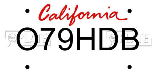O79HDB California License Plate