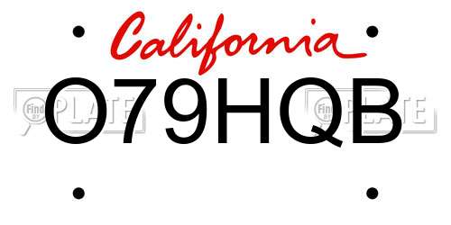 O79HQB California License Plate