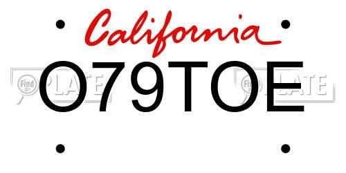 O79TOE California License Plate