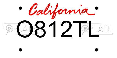 O812TL California License Plate