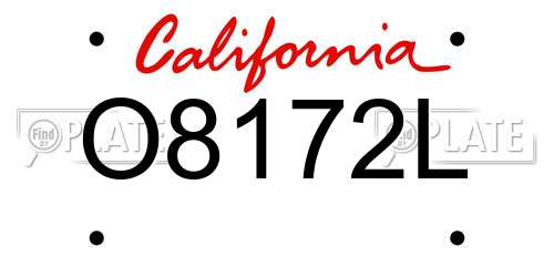 O8172L California License Plate